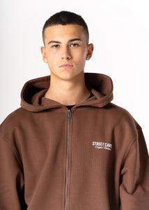 RUSSO ZIPTHROUGH HOOD - BROWN