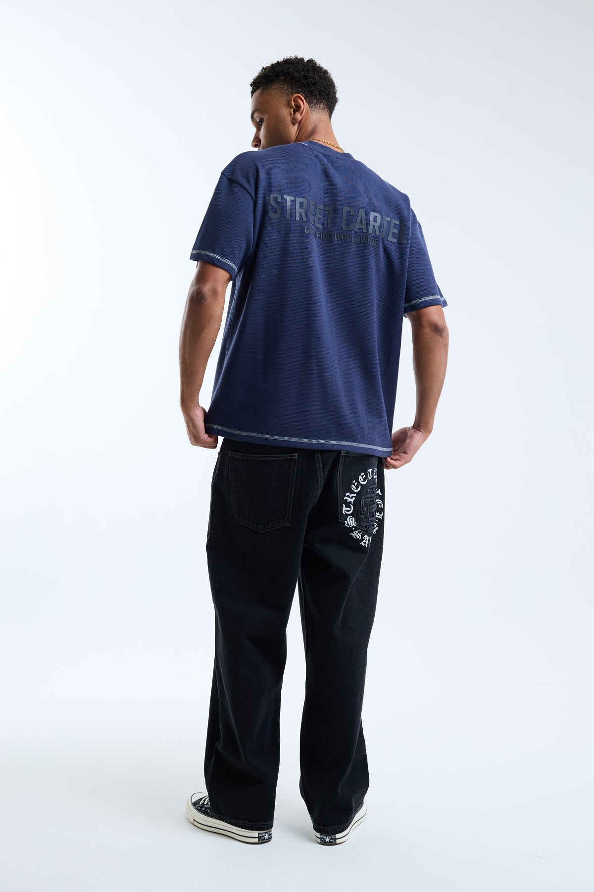 Calvino Waffle Tee Navy