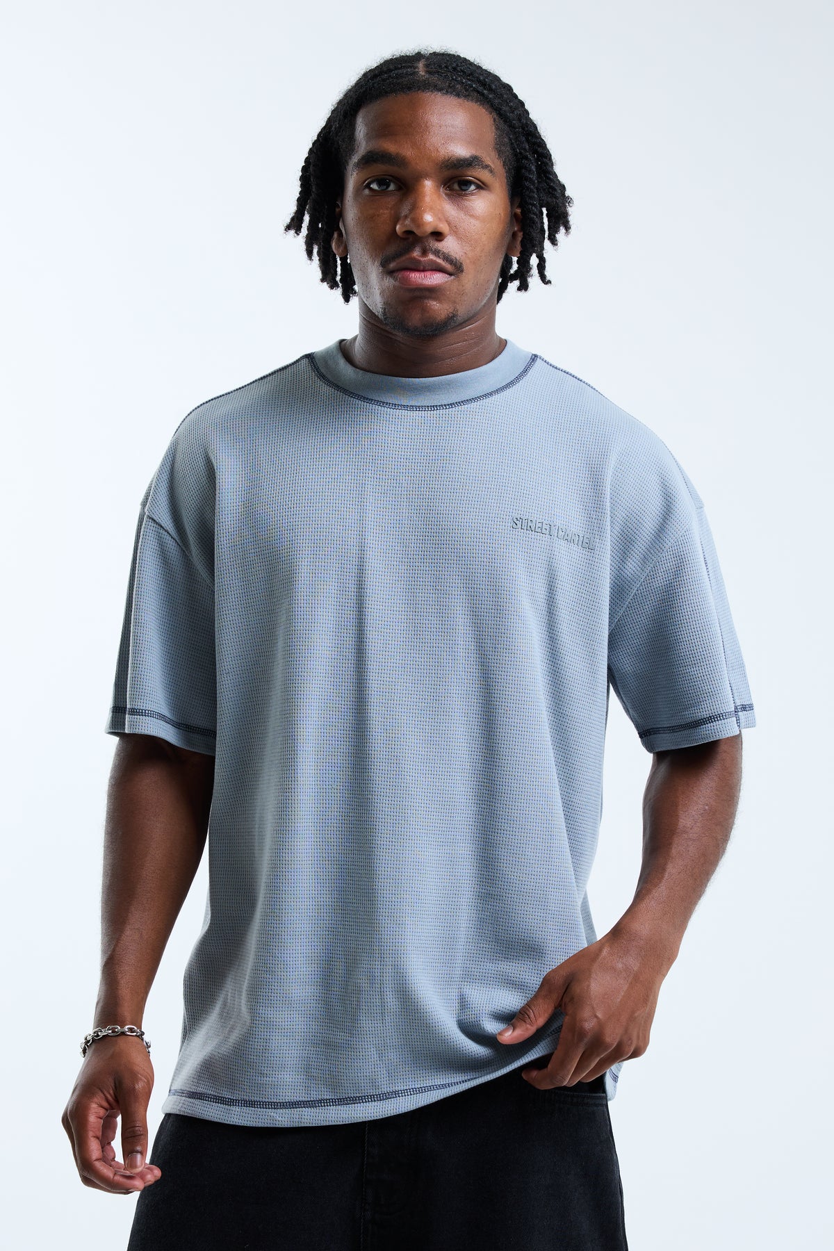 Calvino Waffle Tee Clouded Blue