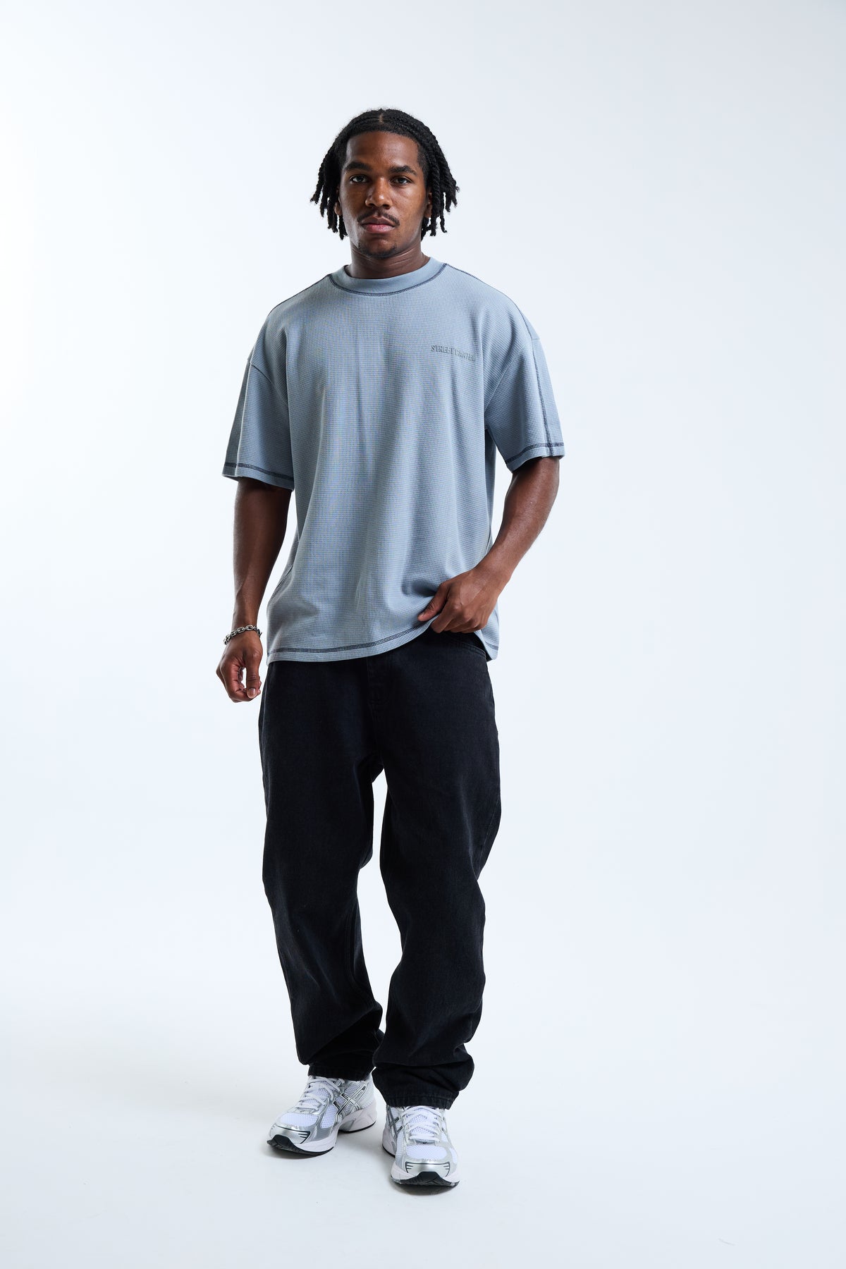 Calvino Waffle Tee Clouded Blue
