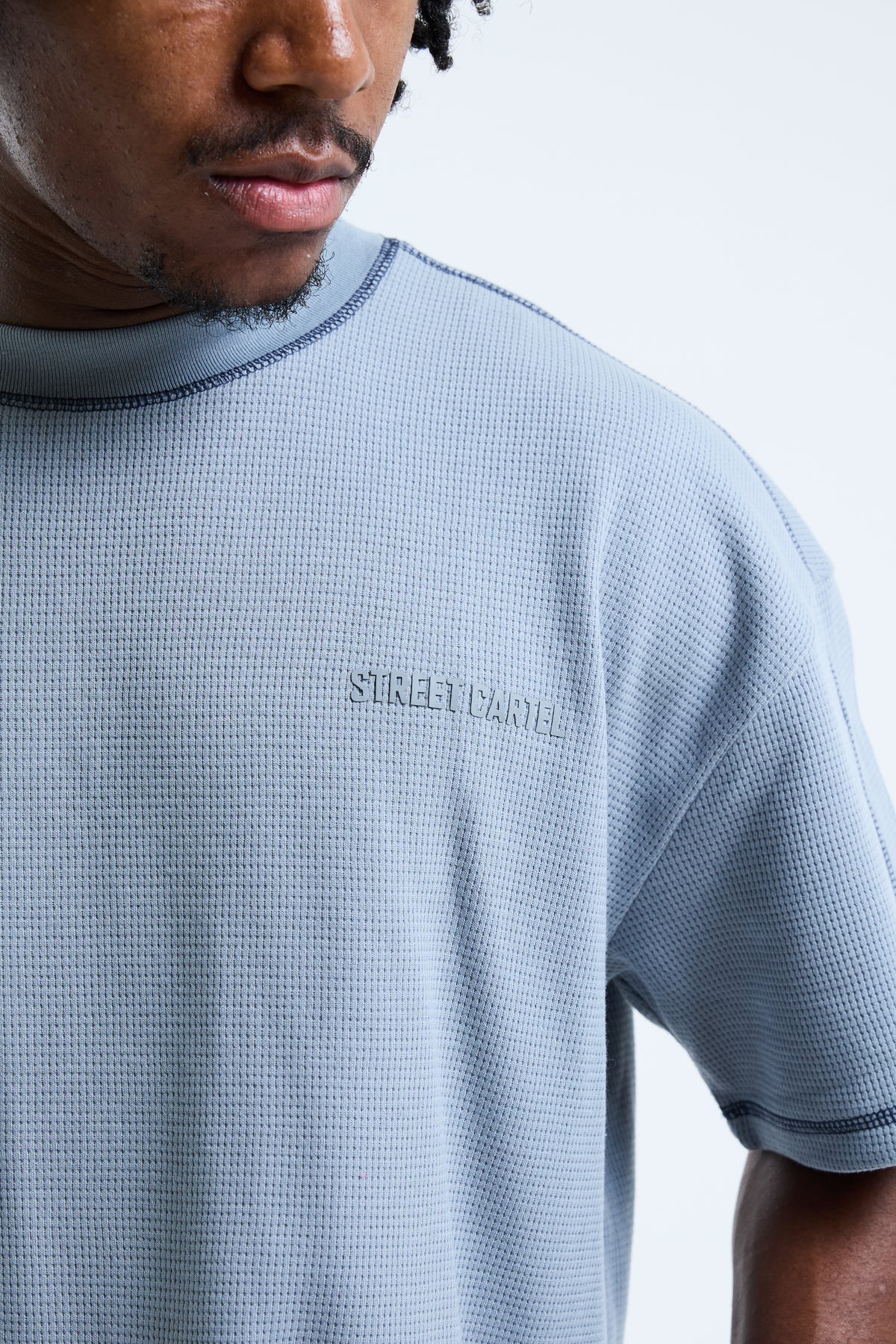 Calvino Waffle Tee Clouded Blue
