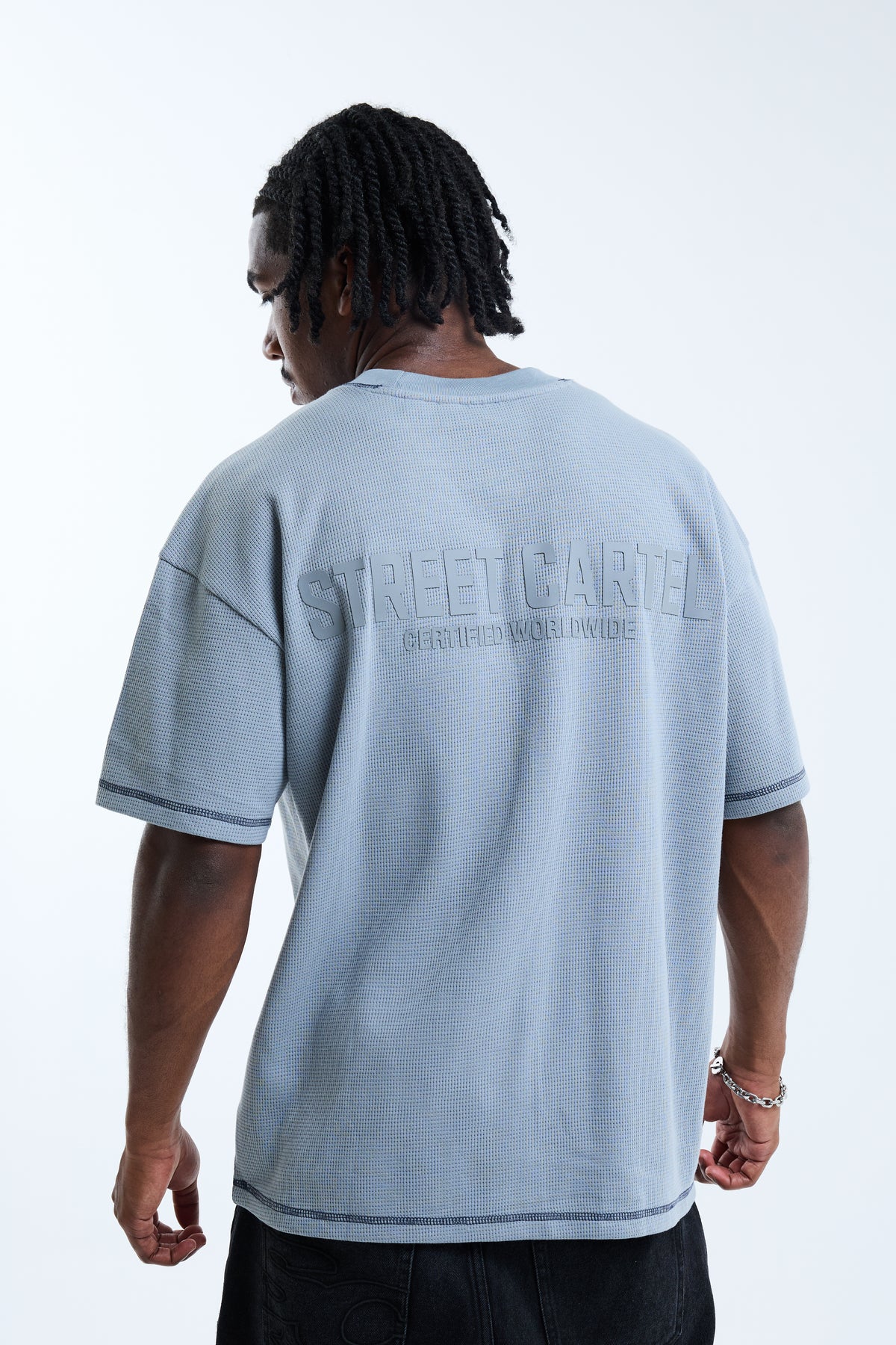 Calvino Waffle Tee Clouded Blue