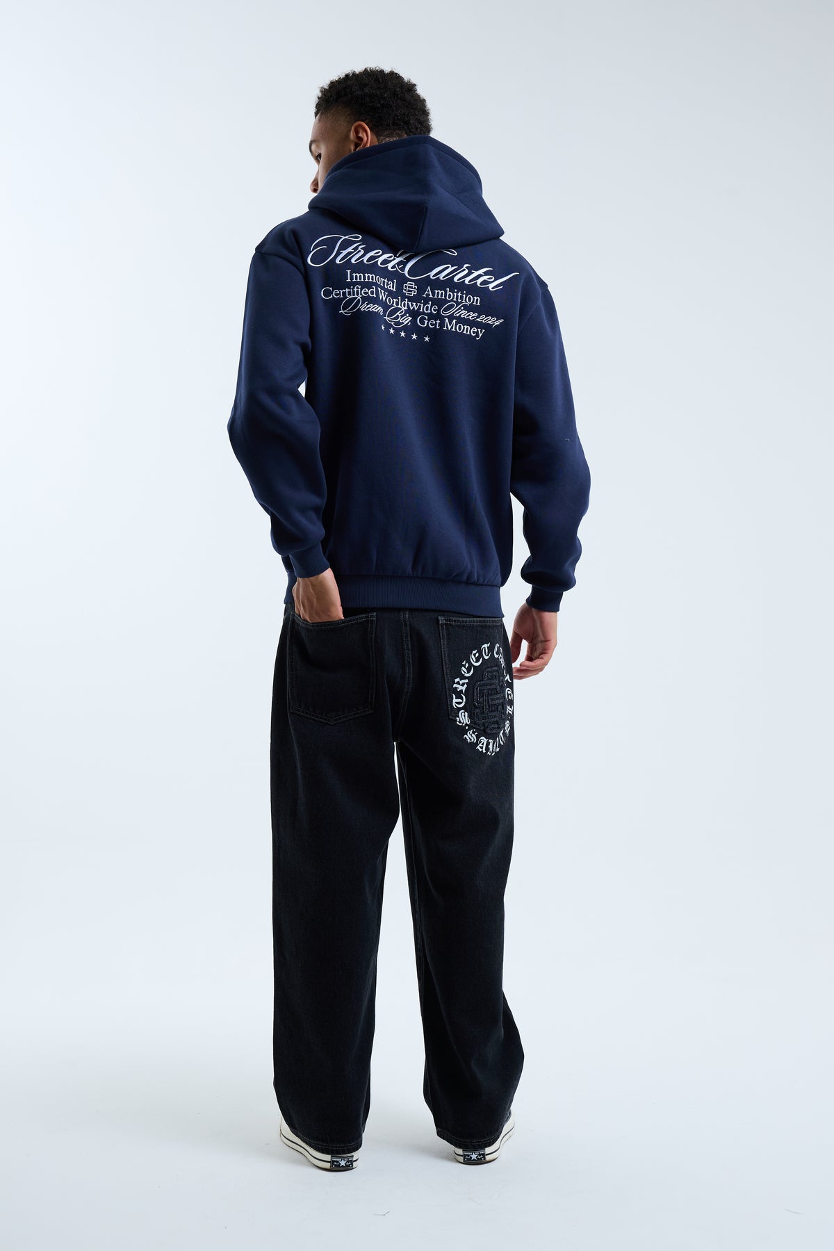 Cassian Zip Through Hoodie Navy