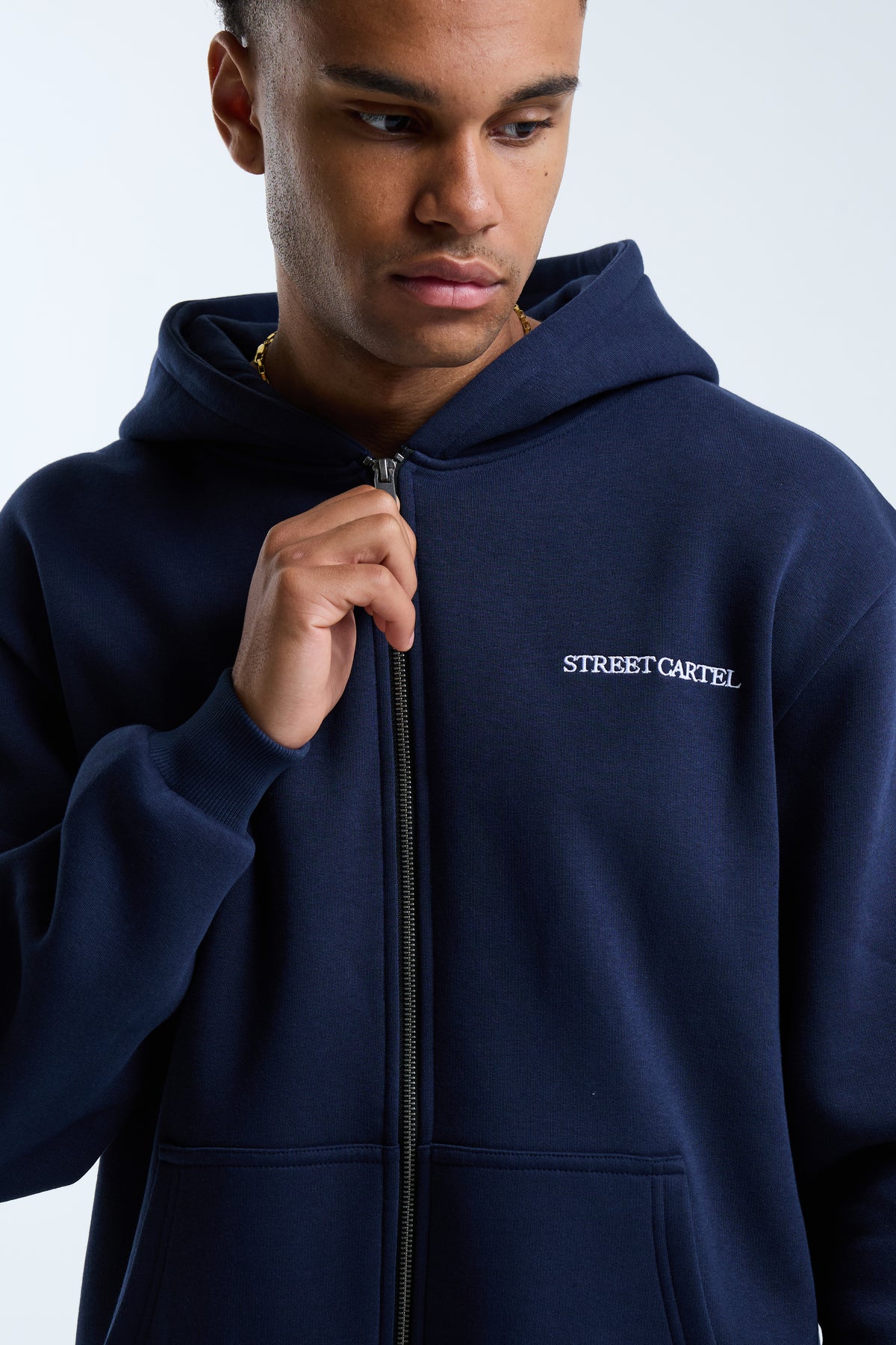 Cassian Zip Through Hoodie Navy