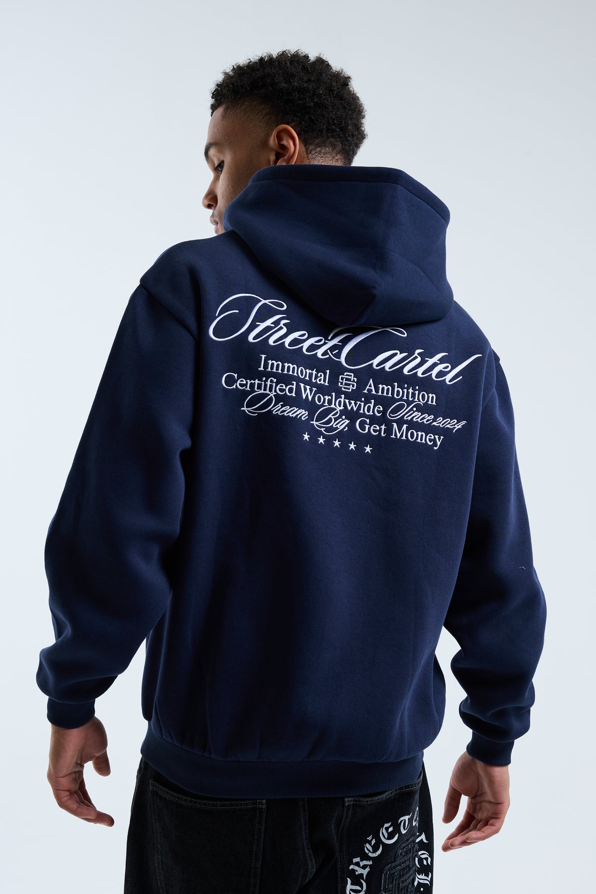 Cassian Zip Through Hoodie Navy