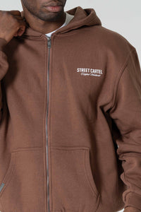 Russo Zip Through Hoodie Brown