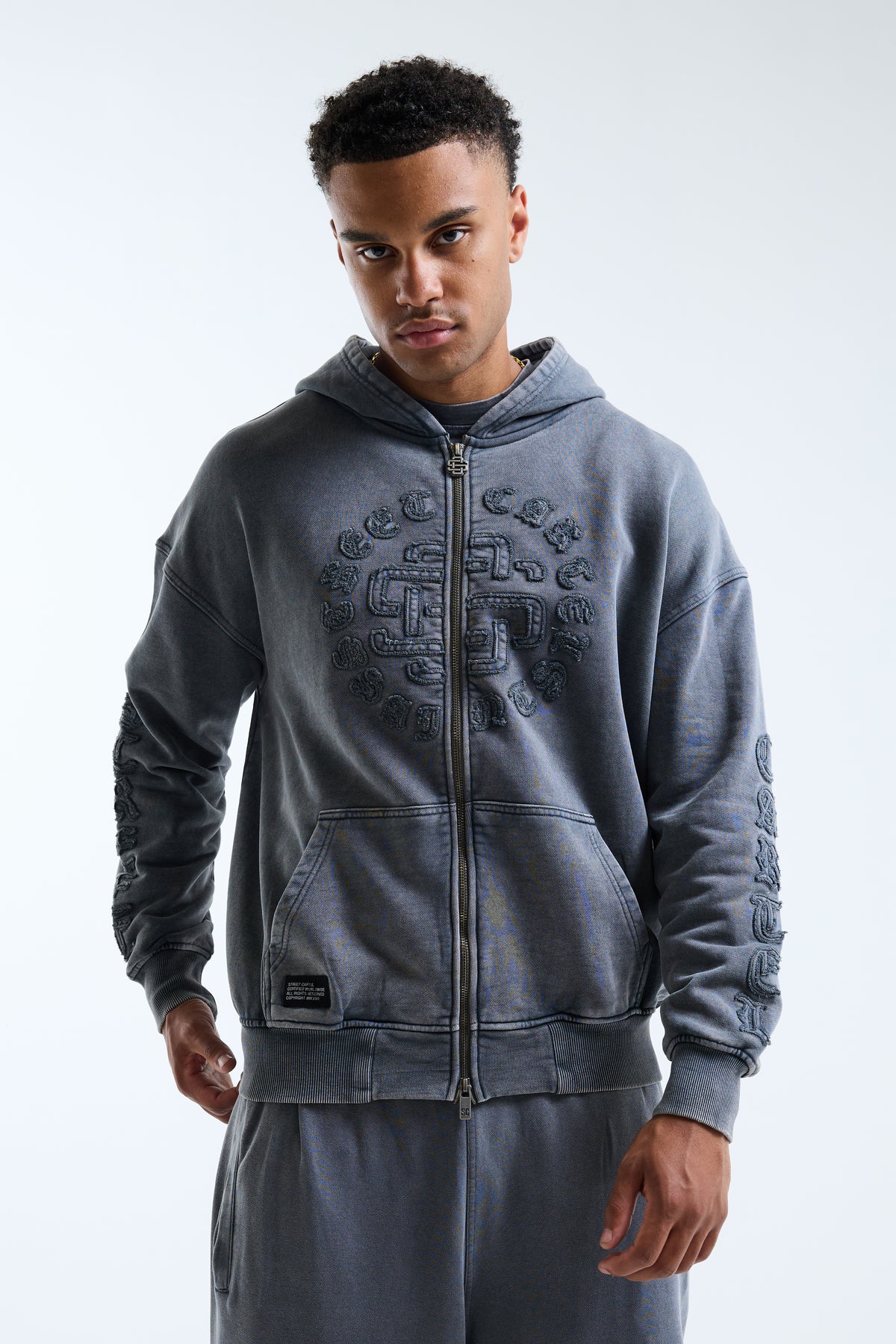 Fidato Oversized Washed Hoodie Grey