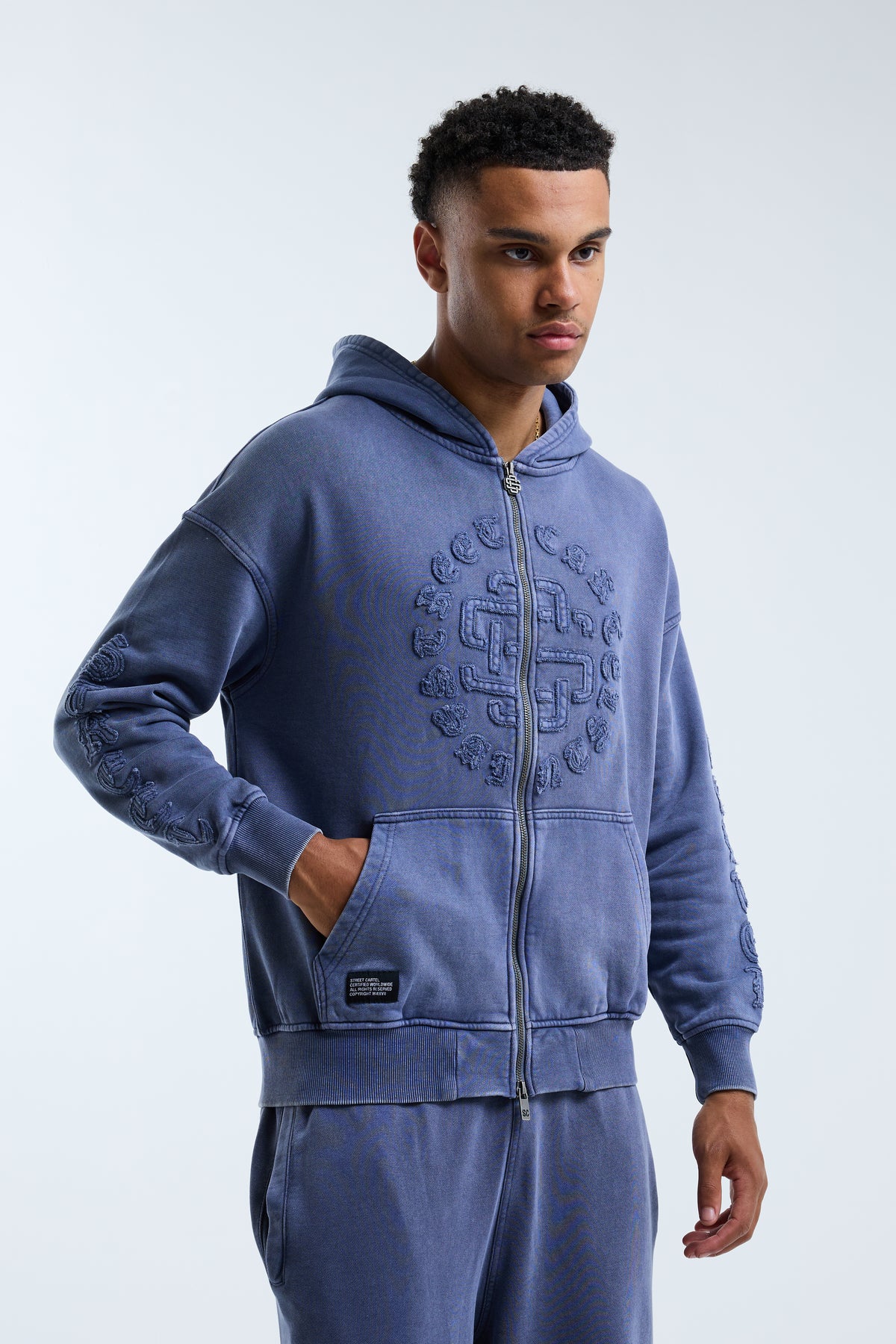 Fidato Oversized Washed Hoodie Blue