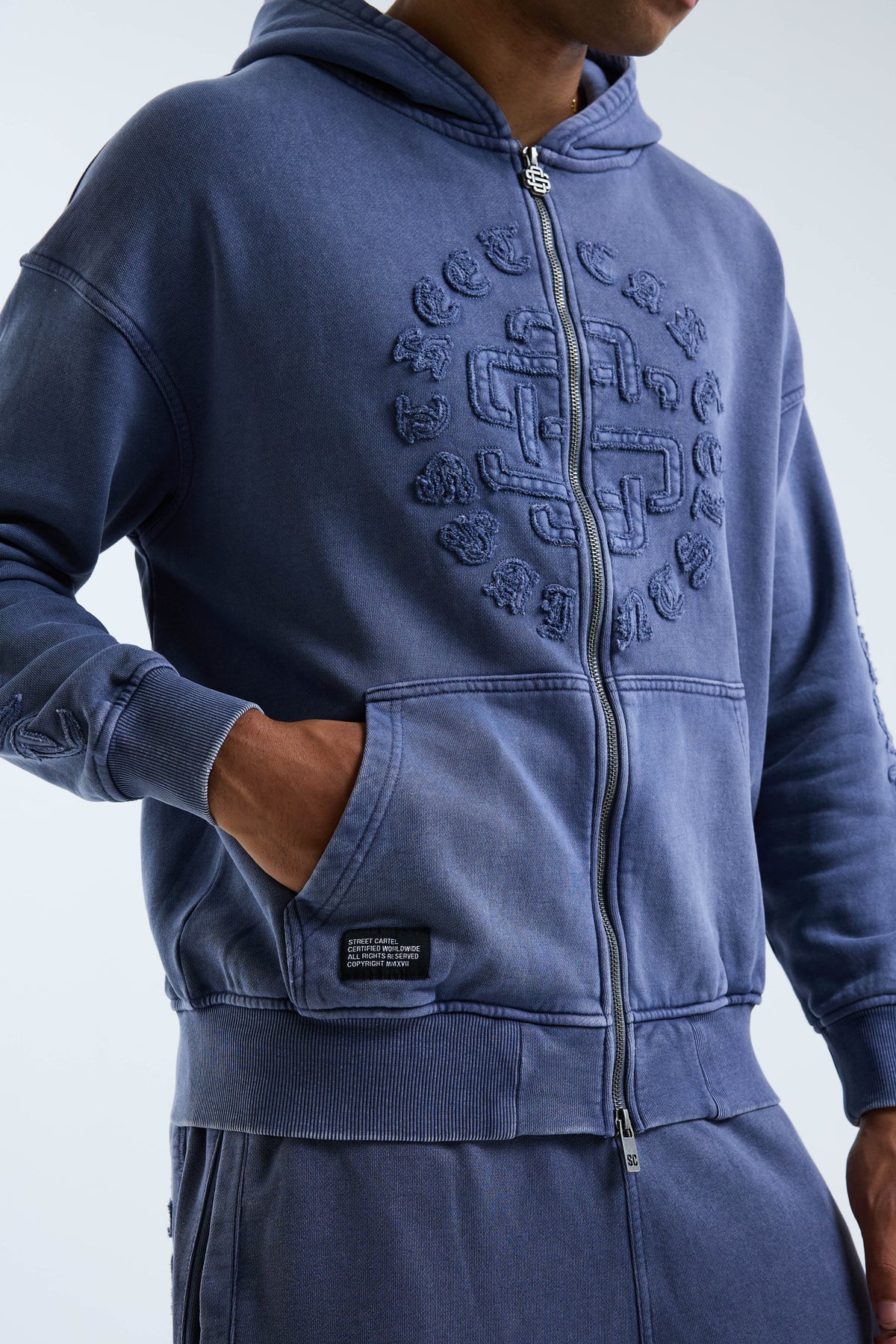 Fidato Oversized Washed Hoodie Blue