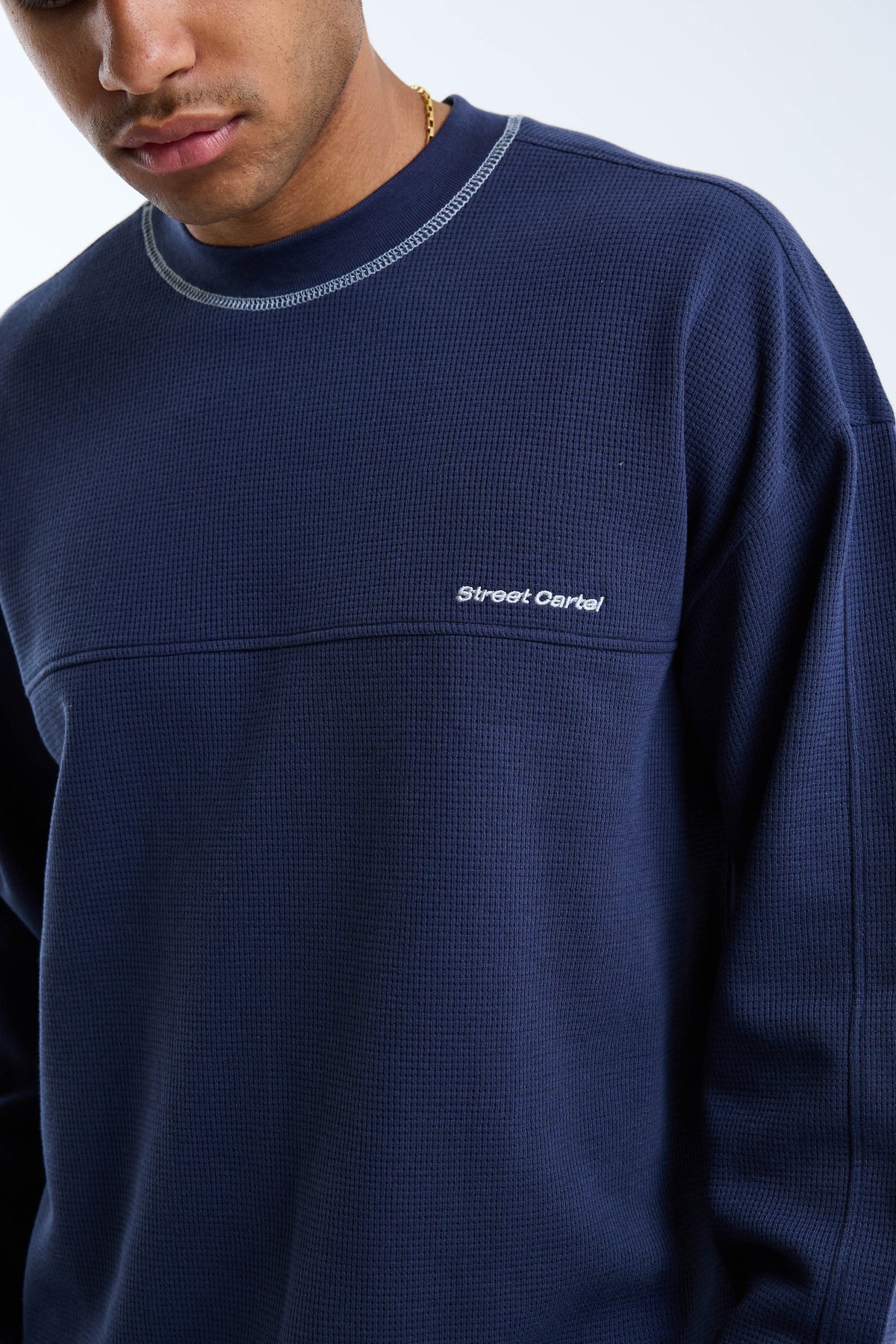 Icona Waffle Tee Navy