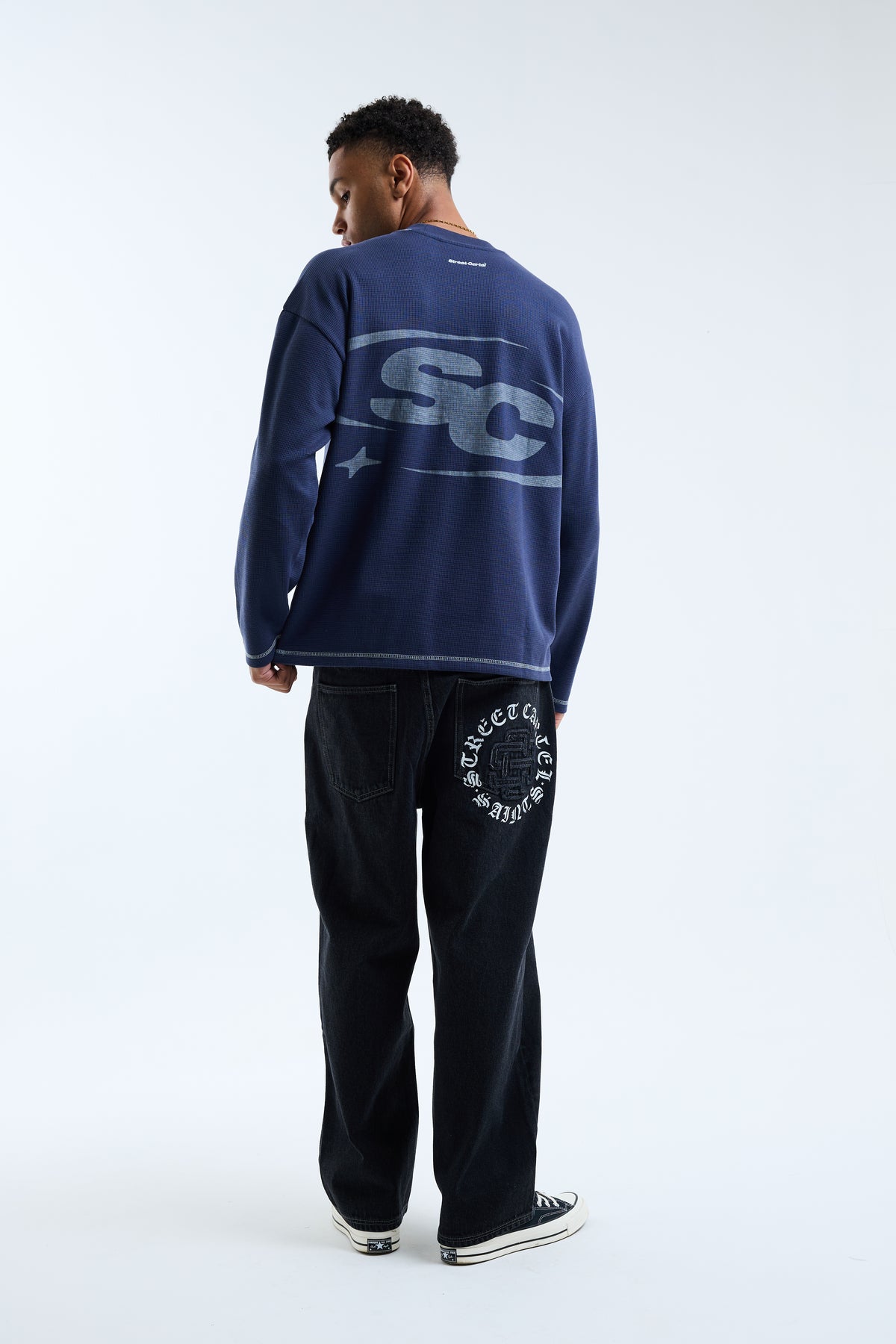 Icona Waffle Tee Navy