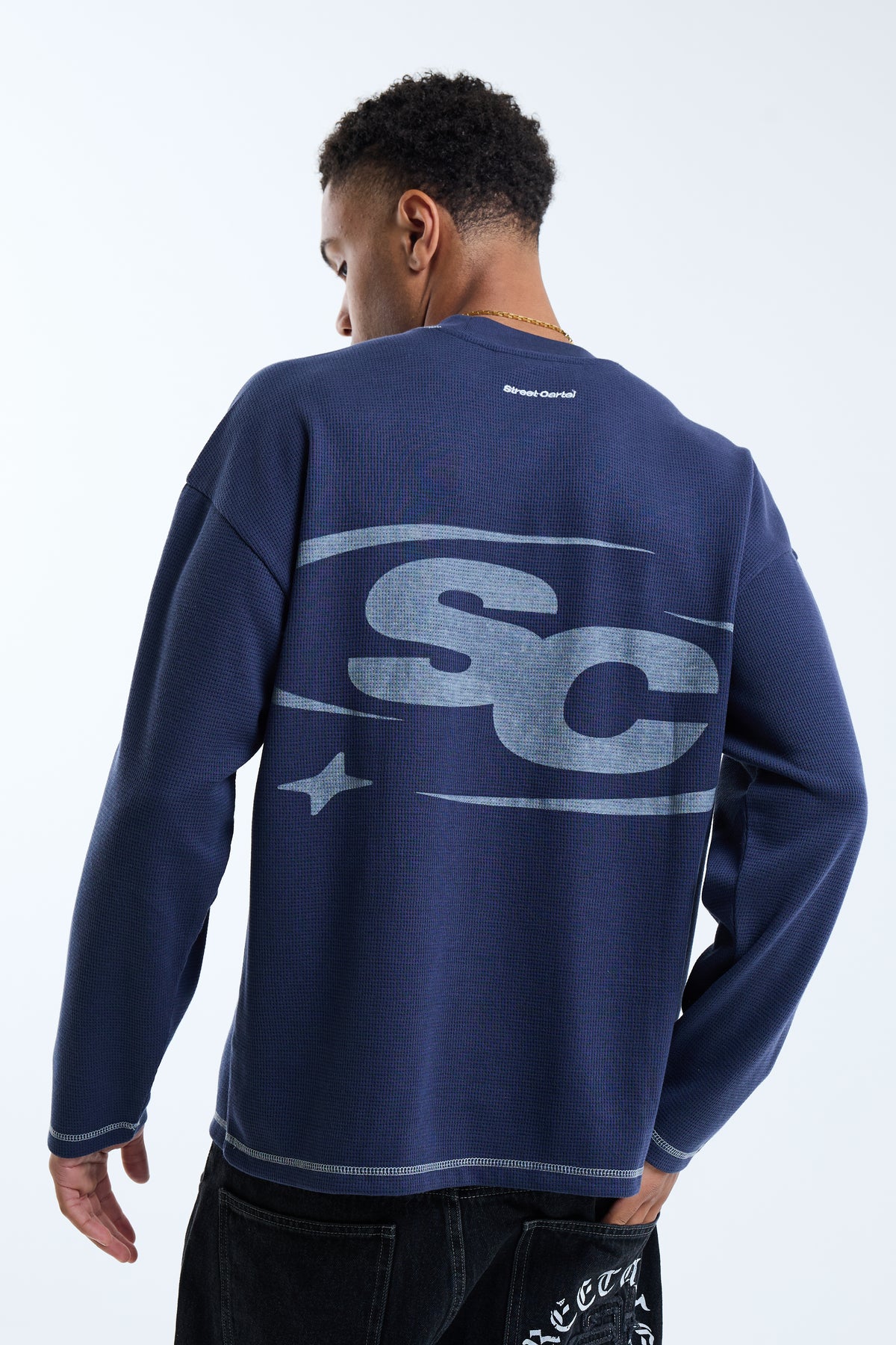 Icona Waffle Tee Navy