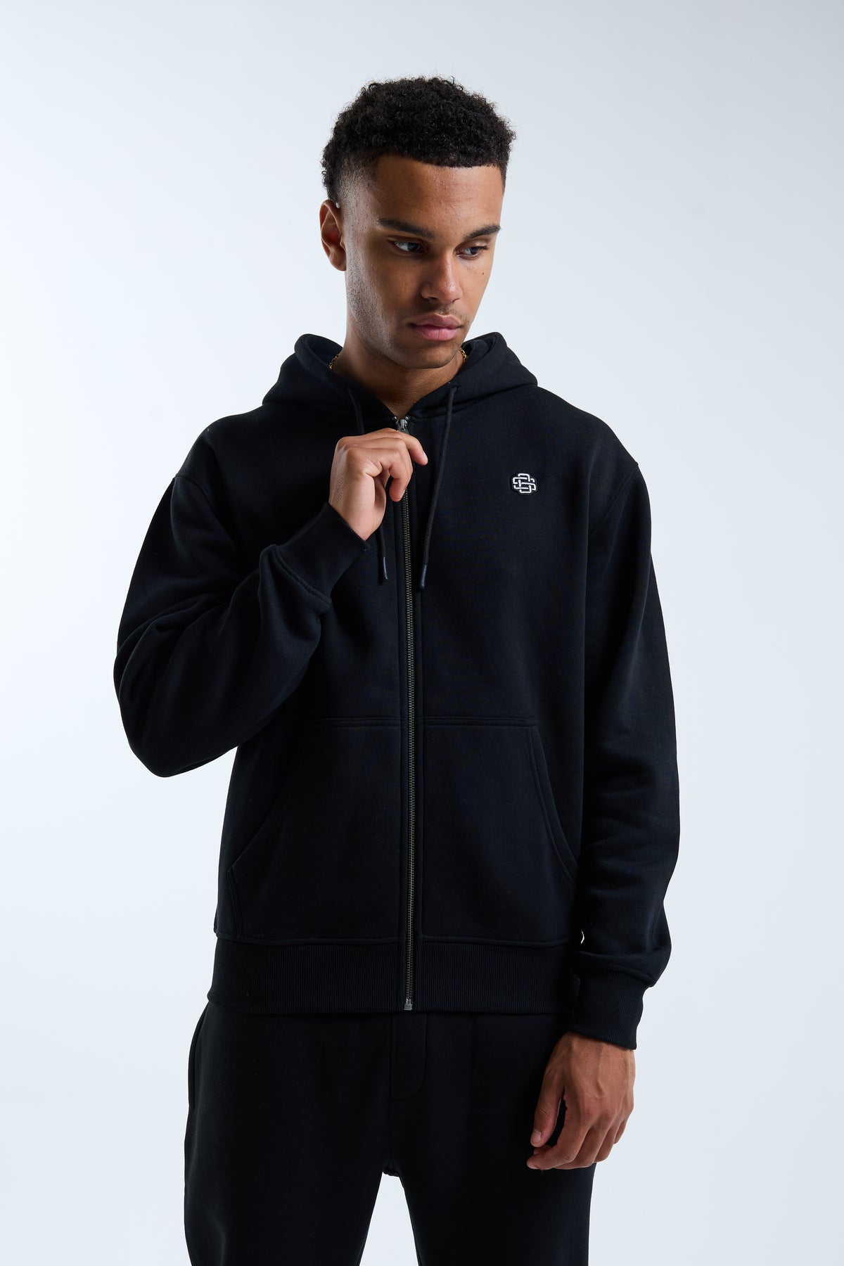 Padrino Zip Through Hoodie Black