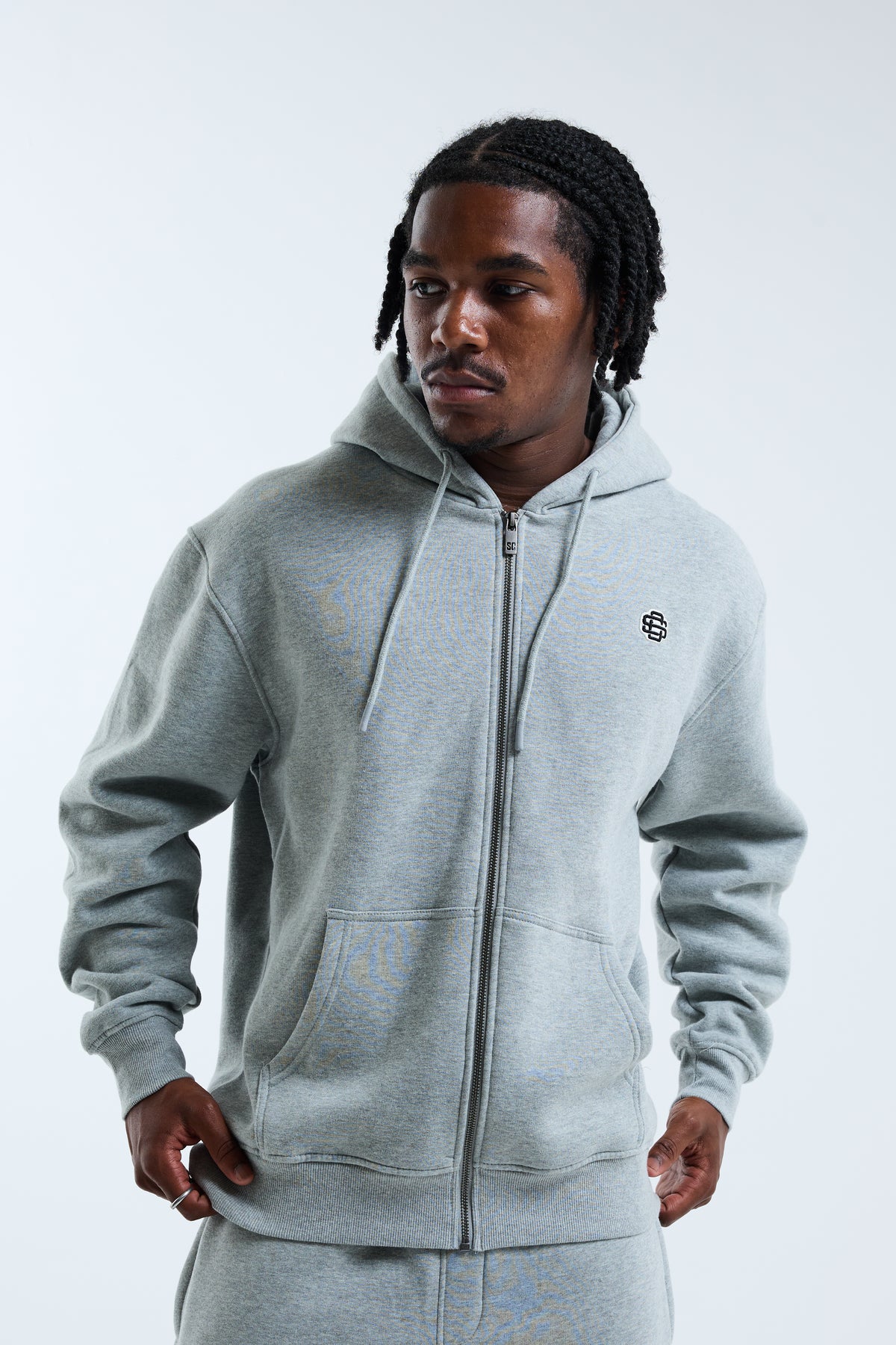 Padrino Zip Through Hoodie Light Grey
