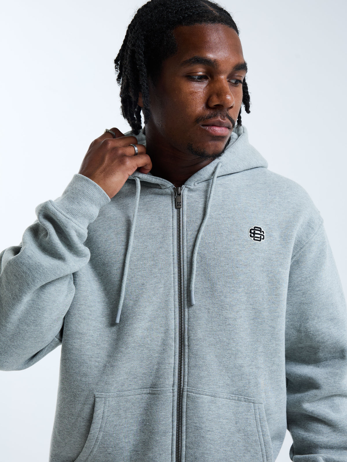 Padrino Zip Through Hoodie Light Grey