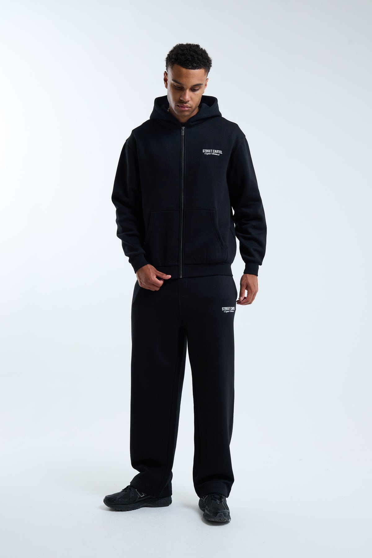 Russo Zip Through Hoodie Black / White