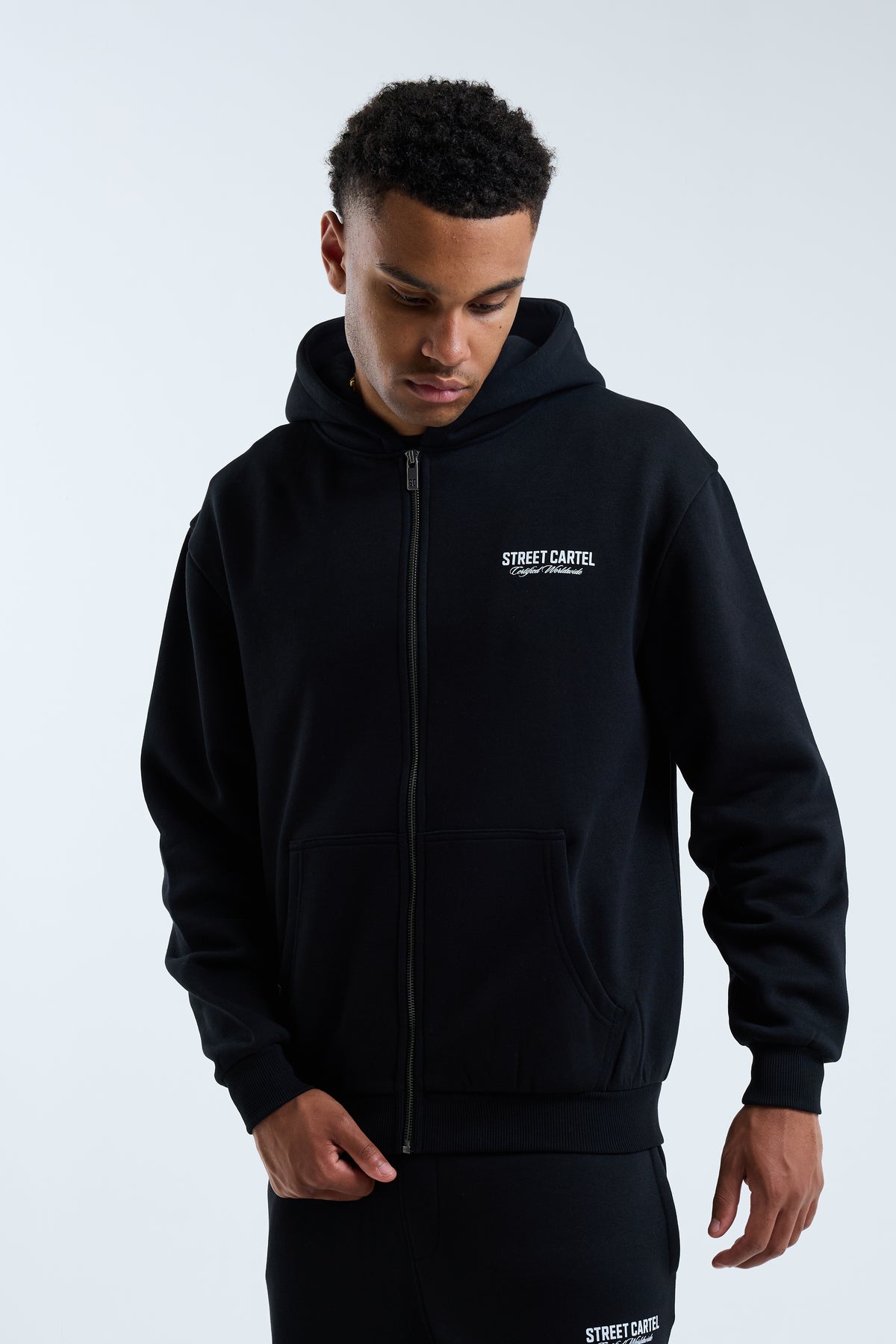 Russo Zip Through Hoodie Black / White