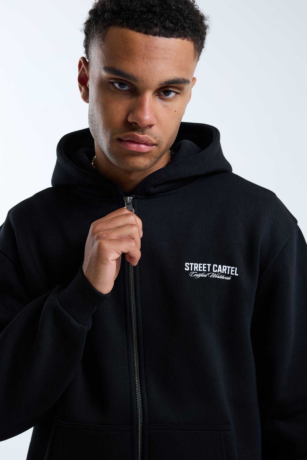 Russo Zip Through Hoodie Black / White