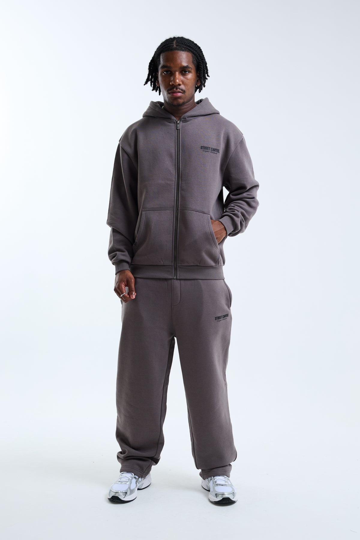 Russo Zip Through Hoodie Charcoal