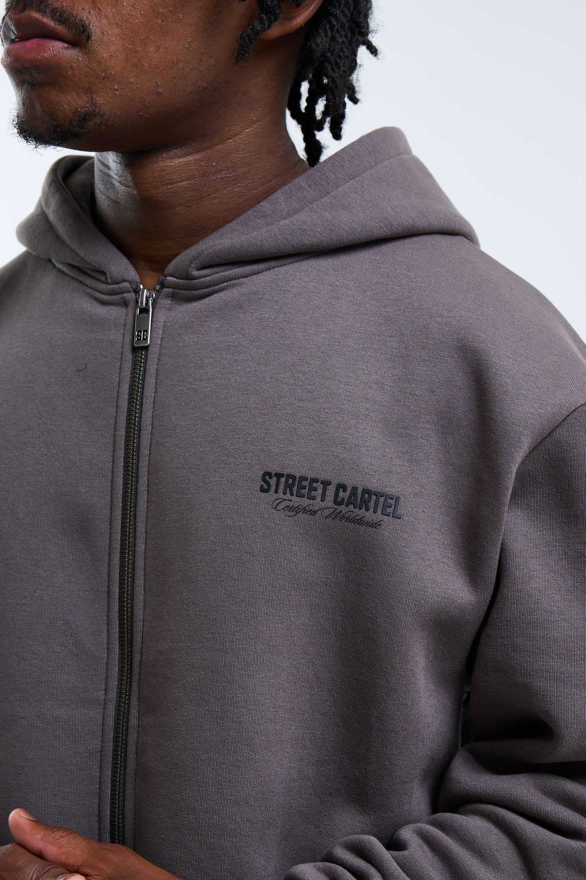 Russo Zip Through Hoodie Charcoal