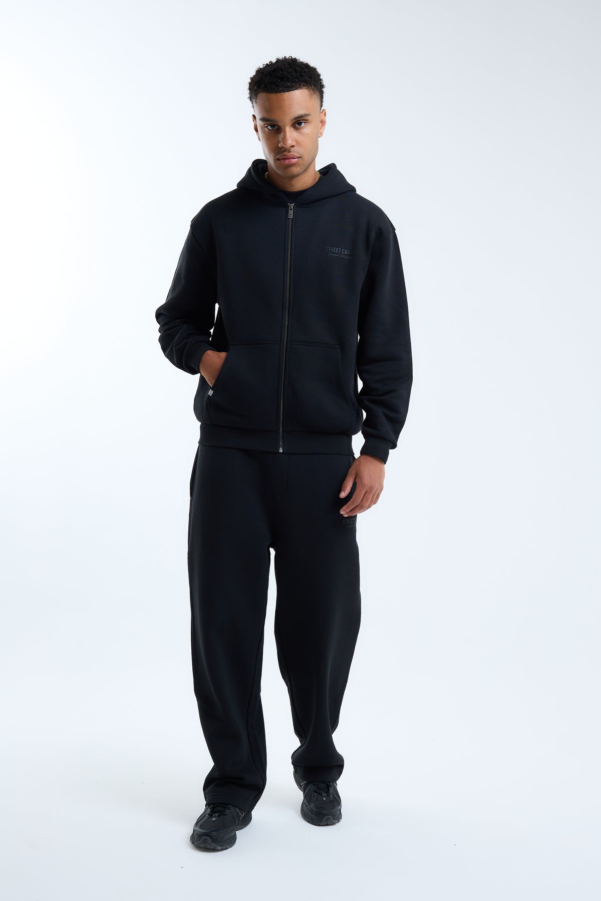 Russo Zip Through Hoodie Black