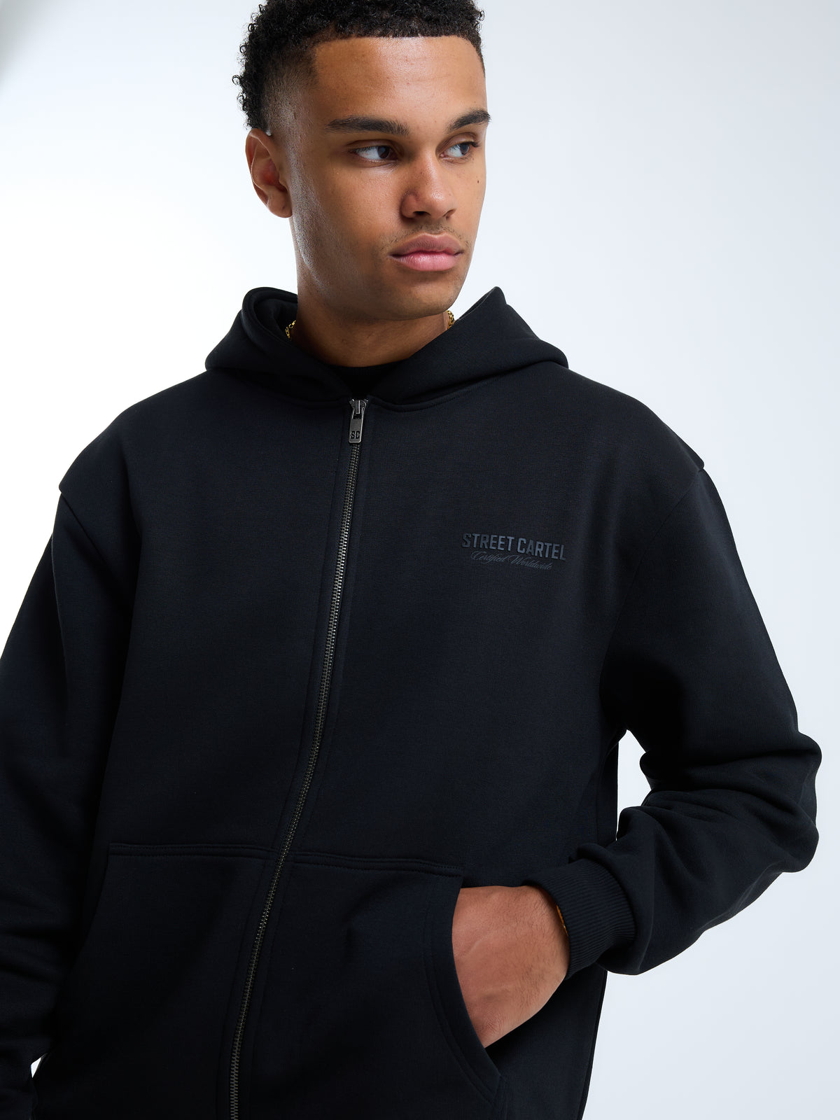 Russo Zip Through Hoodie Black