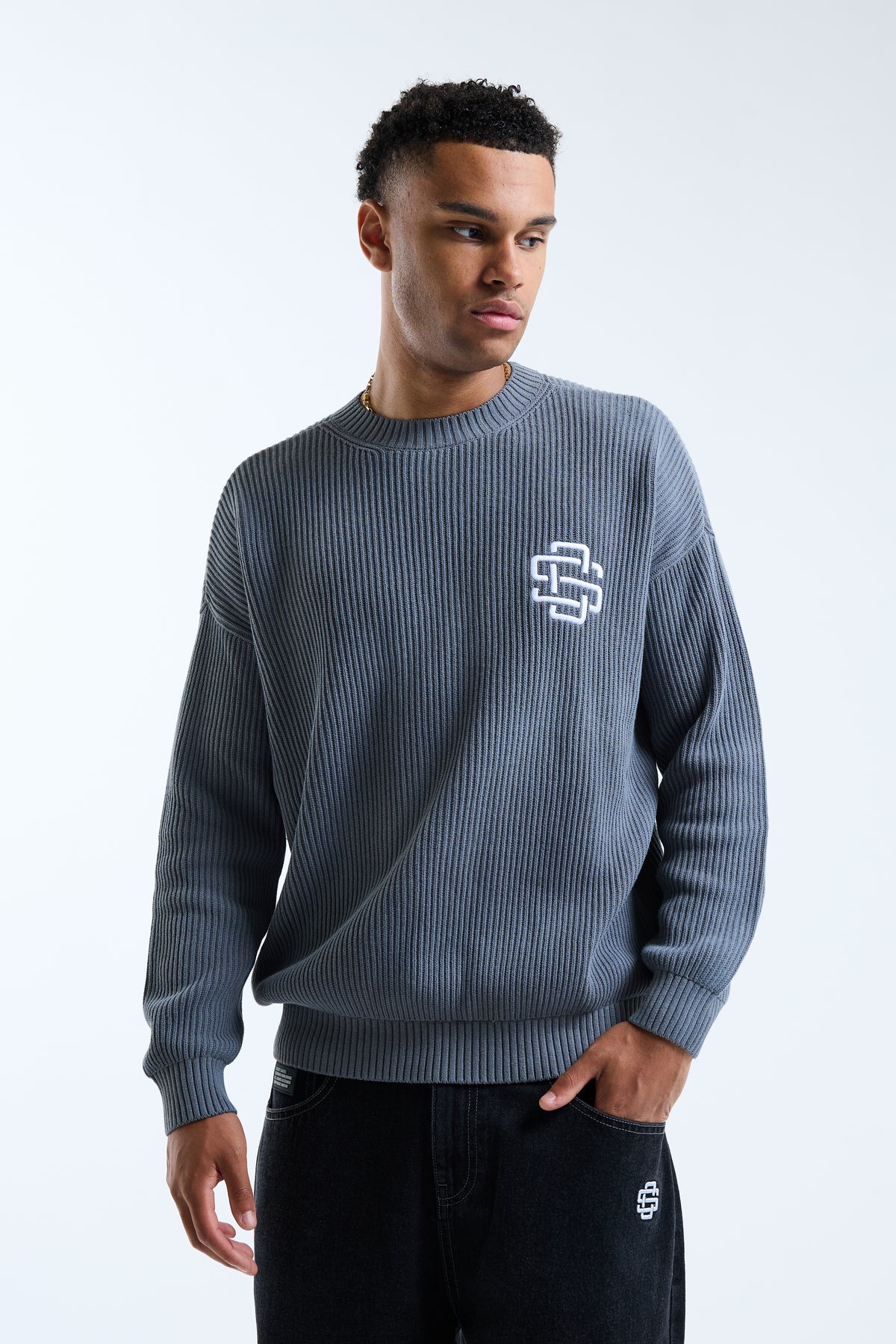 Serrante Crew Knit Jumper Grey