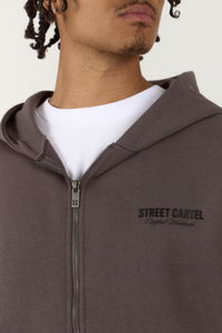 Russo Zip Through Hoodie Charcoal & Black