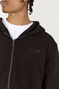 Russo Zip Through Hoodie Black